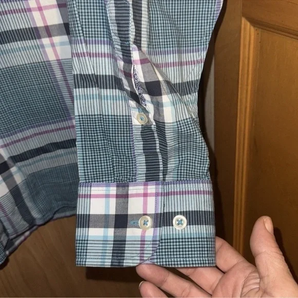 Tommy Bahama colorful plaid shirt button front size large cotton - Picture 4 of 4